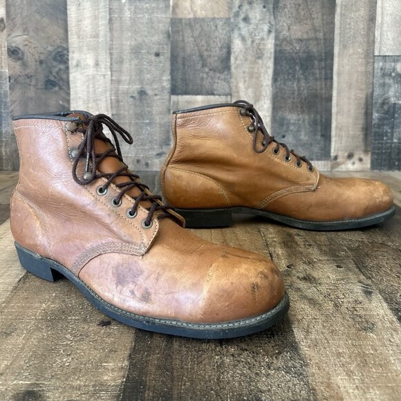 Chippewa Vintage Steel Toe Ankle Brown Work Boots Mens 12 - Picture 5 of 12